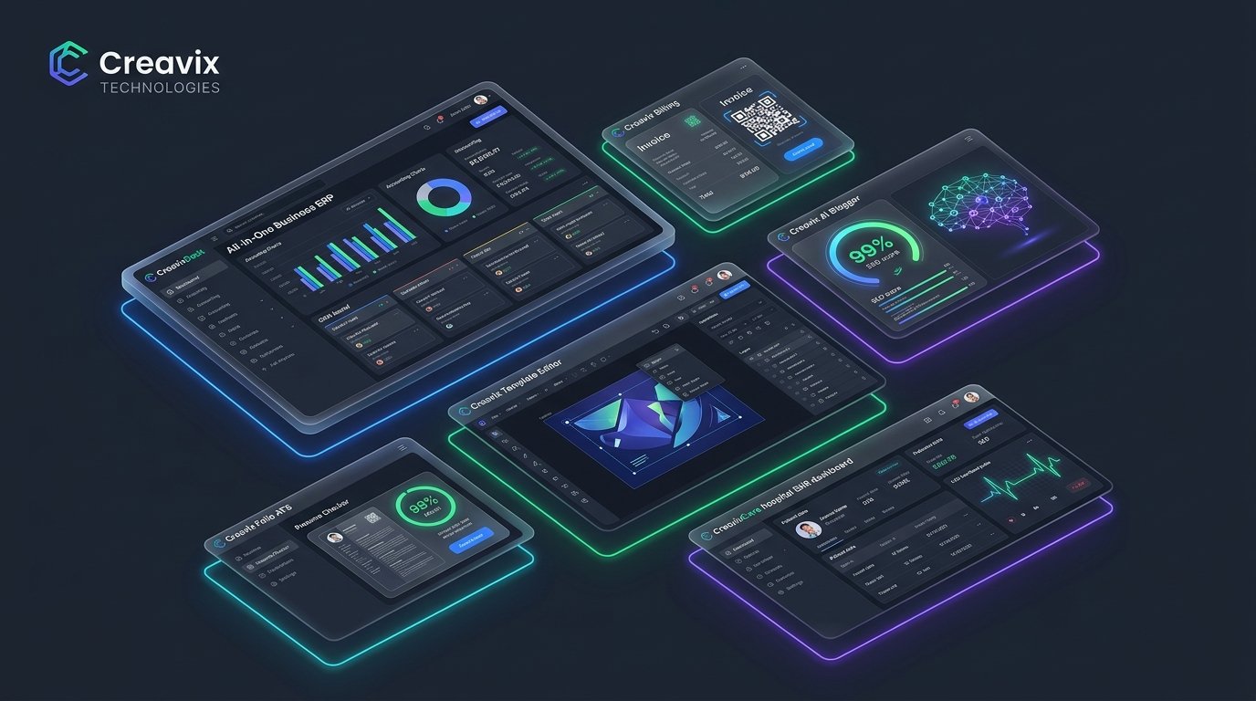 Creavix AI Web Engine — Business Website Creation Platform System Interface