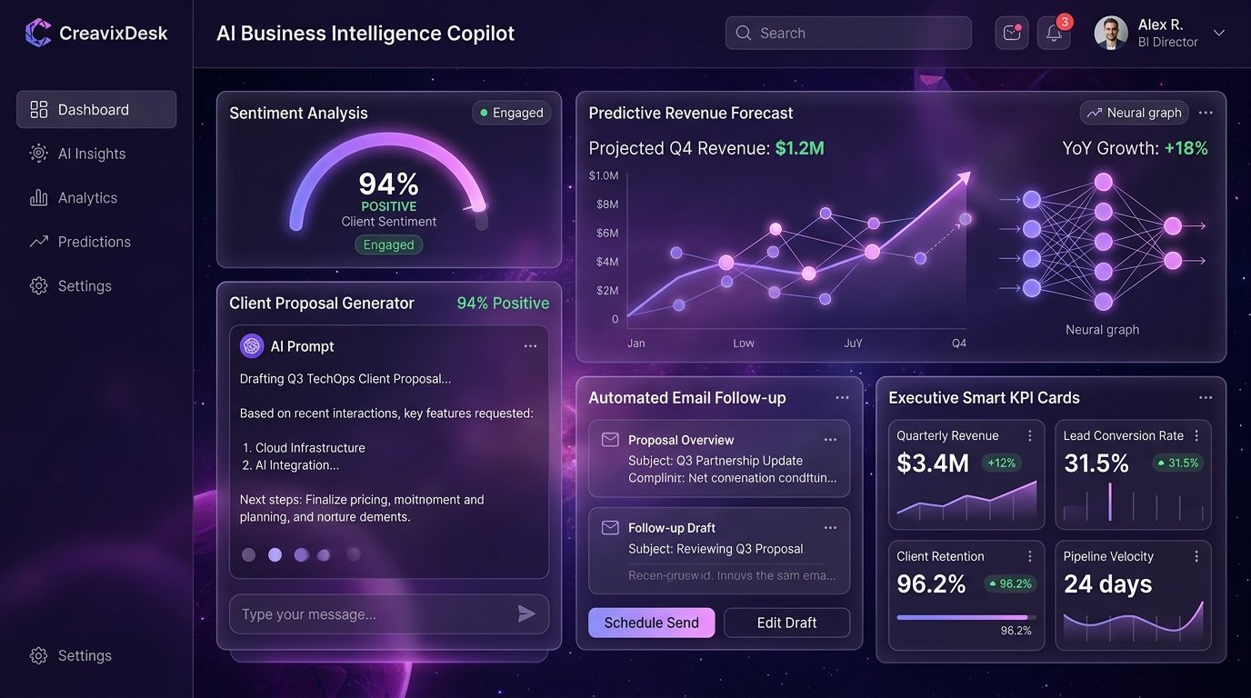 CreavixDesk AI Business Intelligence Copilot Preview