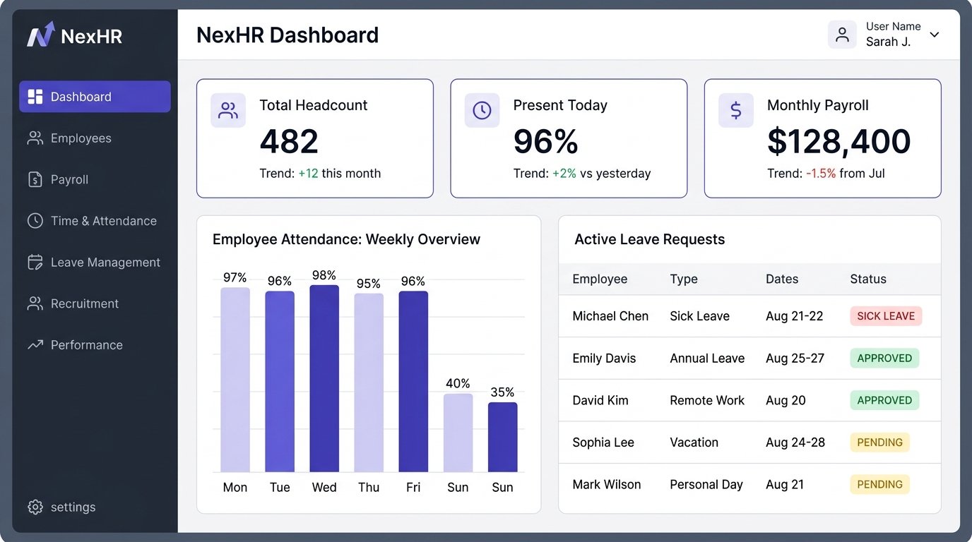 HRM & Payroll Software Interface Preview